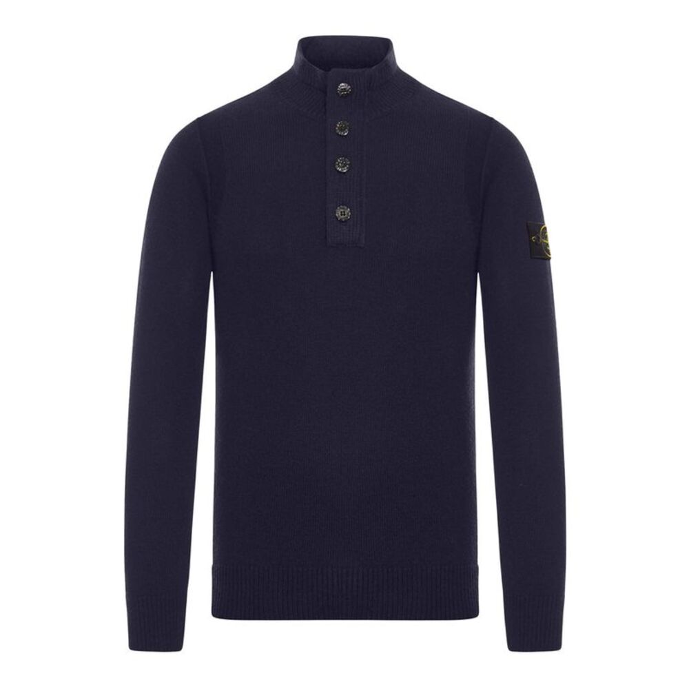 Stone Island Men Regular Fit Sweater With Short Zip And Fake Buttons